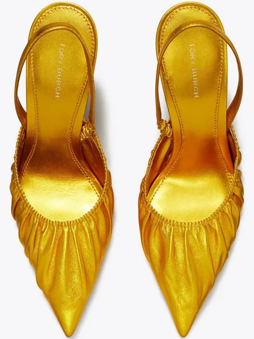 NWTs Tory Burch Metallic Gold Runway Slingback Pump